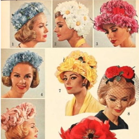 Christine Original Silk Flowers & Netting Vintage Hat - Picture 16 of 16